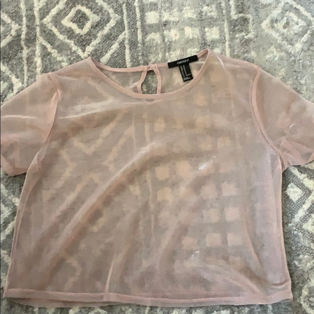 adorable sparkly blush mesh top!